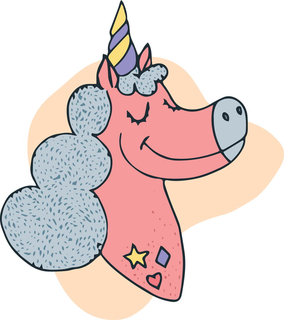 Happy Unicorn Illustration on Transparent Background