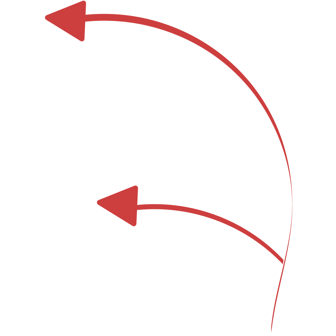 Red Curved Arrows Showing Direction Choice on Transparent Background