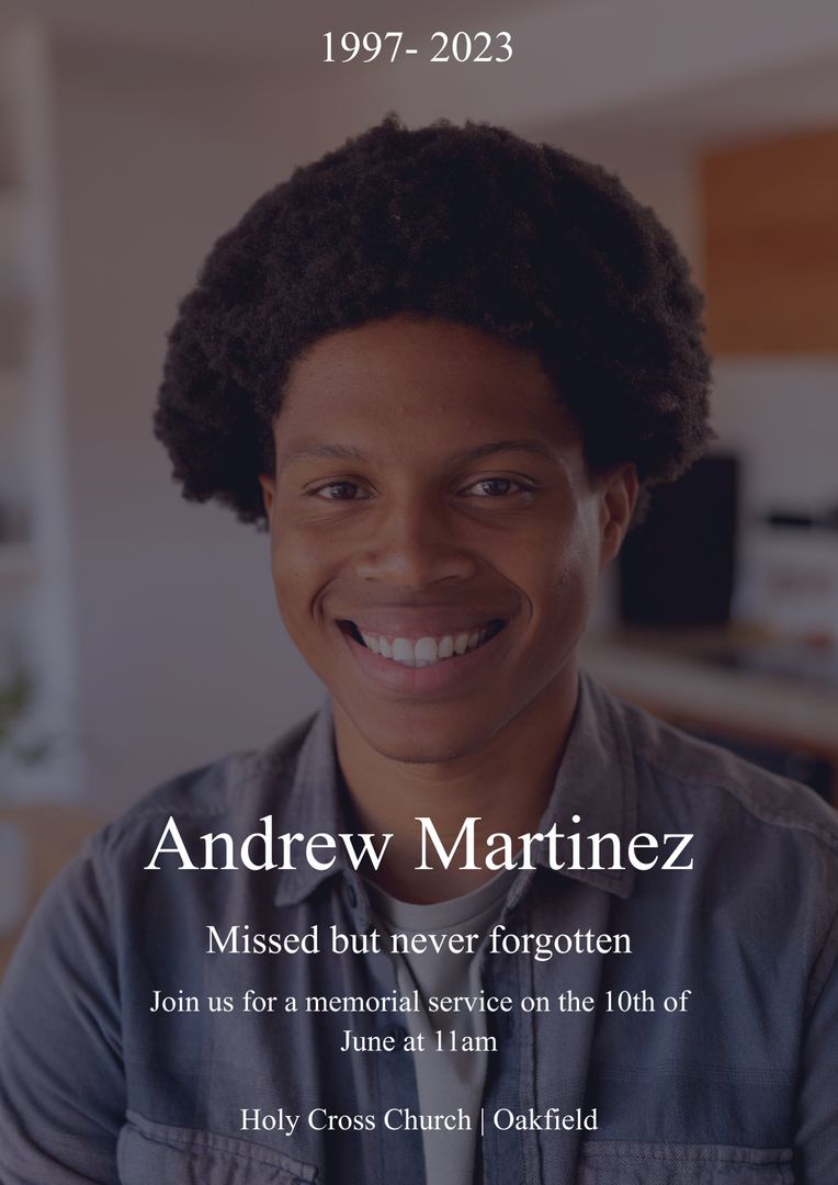 Memorial Tribute for Andrew Martinez with Gentle Background - Download Free Stock Templates Pikwizard.com