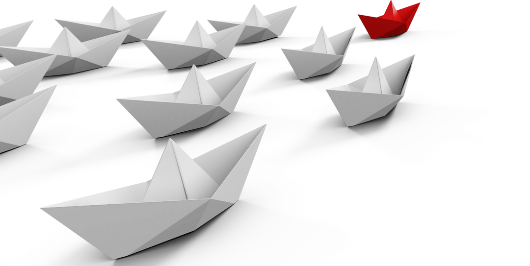 Red Paper Ship Leading White Ships on Transparent Background - Download Free Stock Images Pikwizard.com