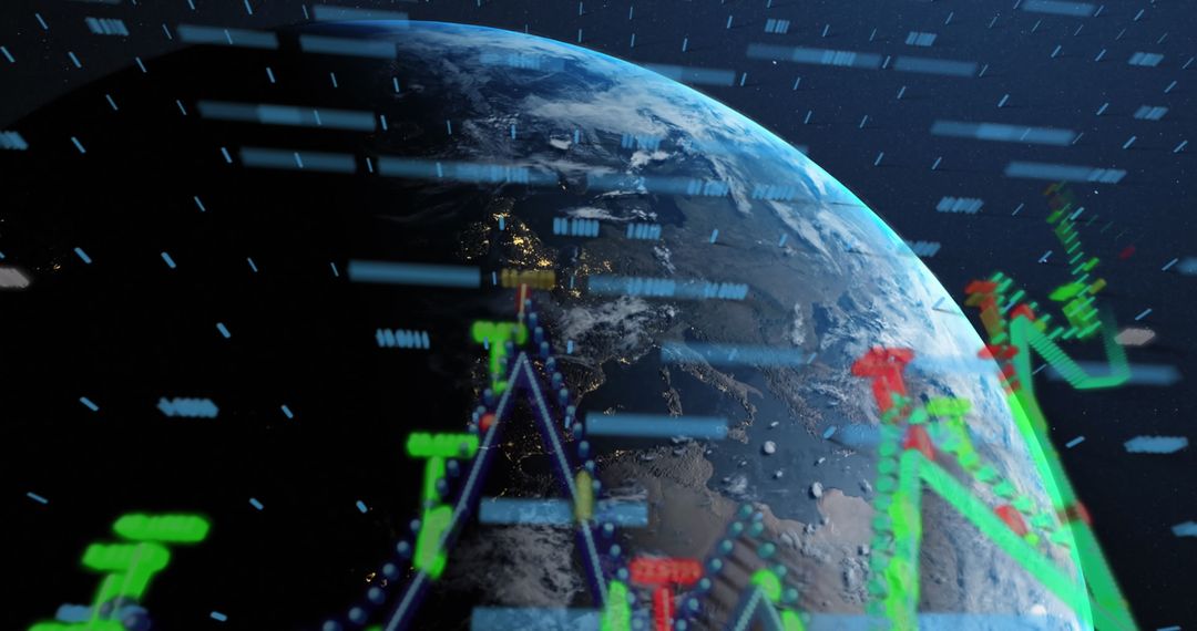 Global Financial Graph Over Earth with Technology Overlay