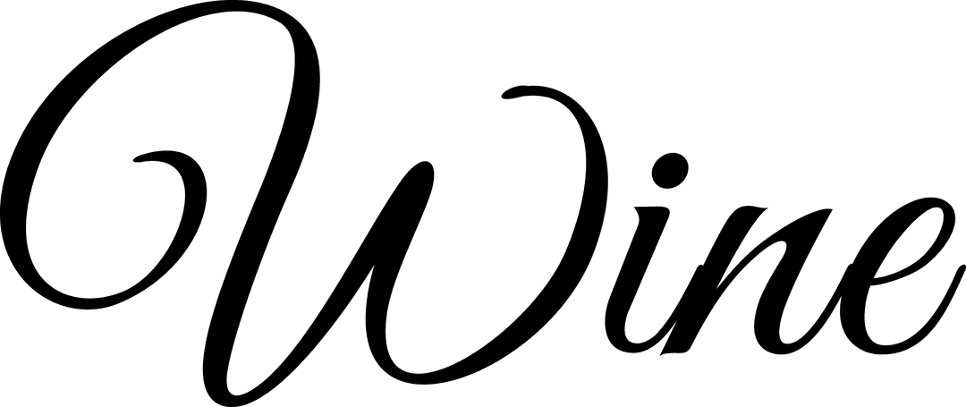 Black Wine Text Isolated on Transparent Background