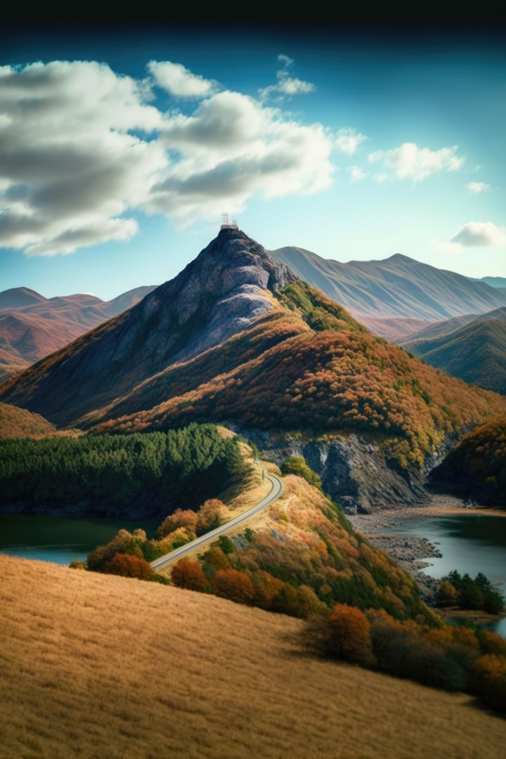 Scenic Mountain Landscape with Winding Road during Autumn - Free Images, Stock Photos and Pictures on Pikwizard.com