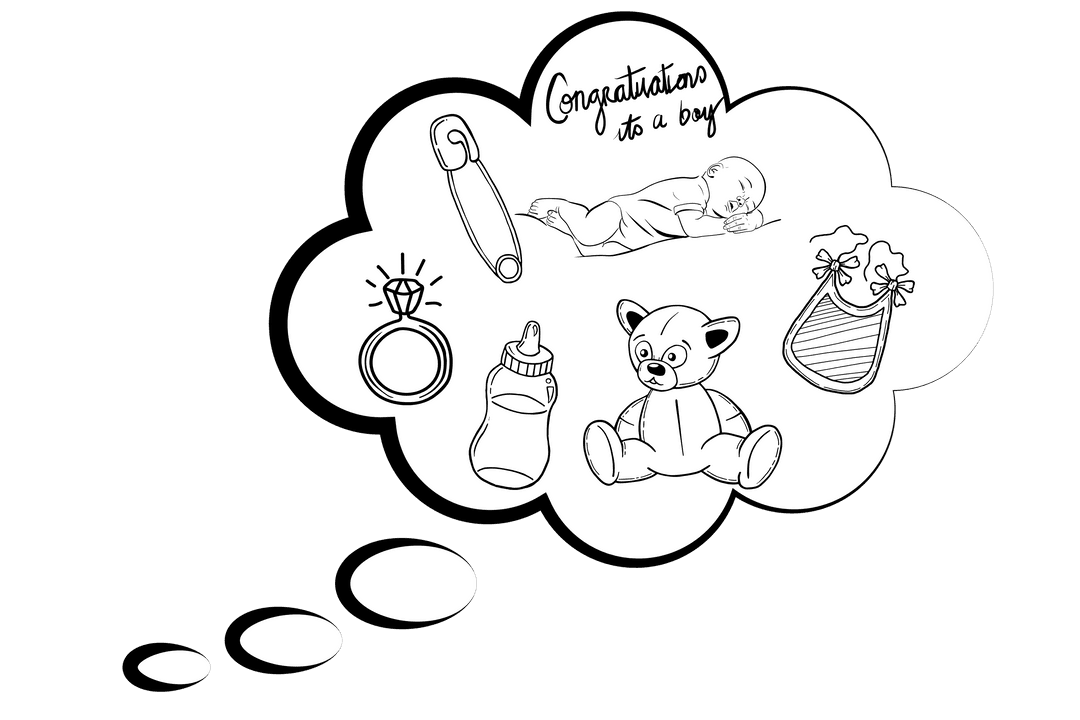 Transparent Vector Baby Icons with Congratulatory Text