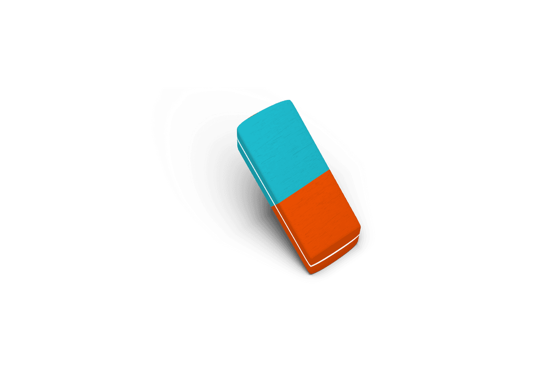 Colorful Blue and Red Pencil Eraser on Transparent Background