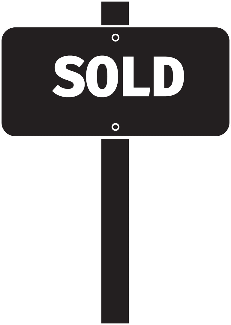 Black Sold Sign Isolated on Transparent Background