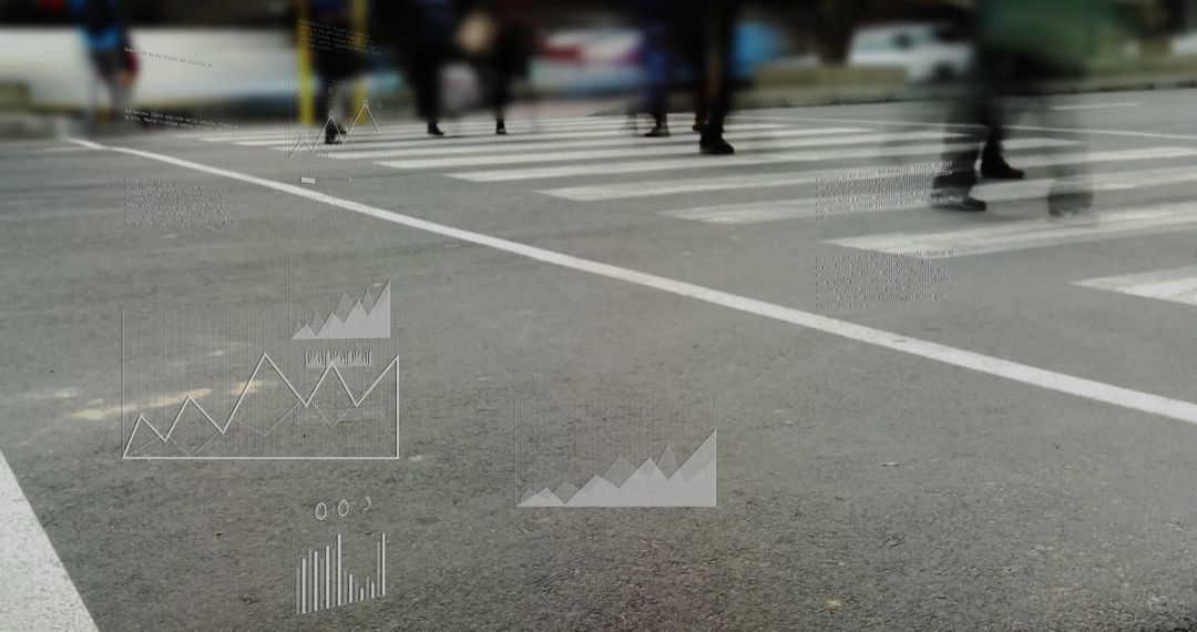 Blurred Pedestrians with Data Overlay Unplugged Connections