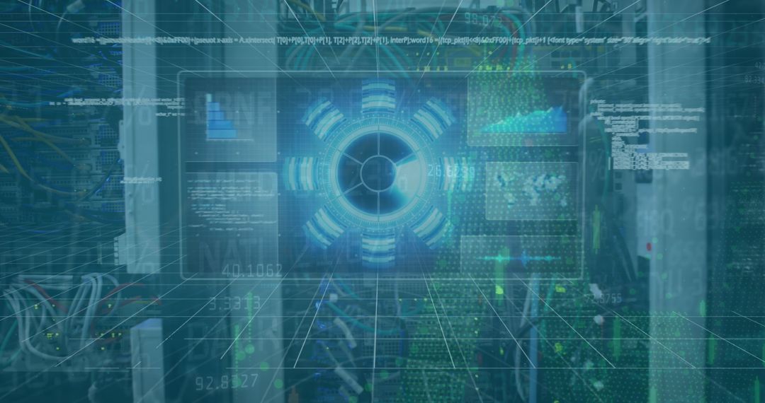 Futuristic digital security interface with binary coding elements