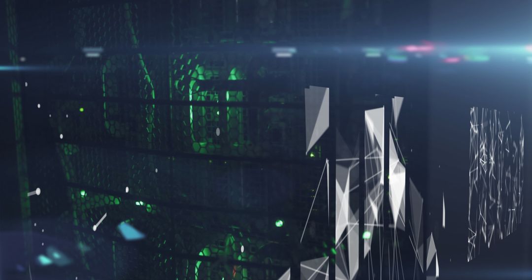 Abstract Digital Connections Over Server Lights