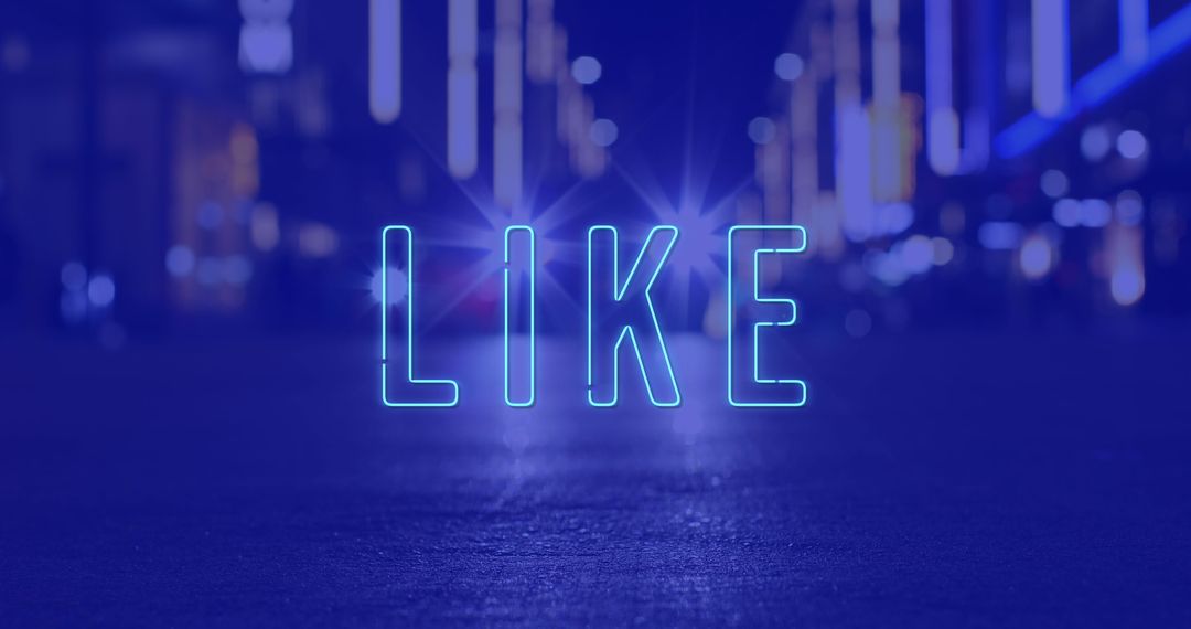 Neon Like Text Over Night Cityscape