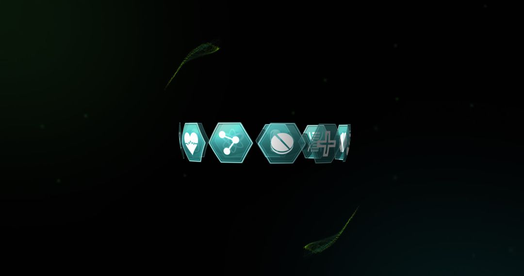 Futuristic Medical Icons on Green Digital Interface