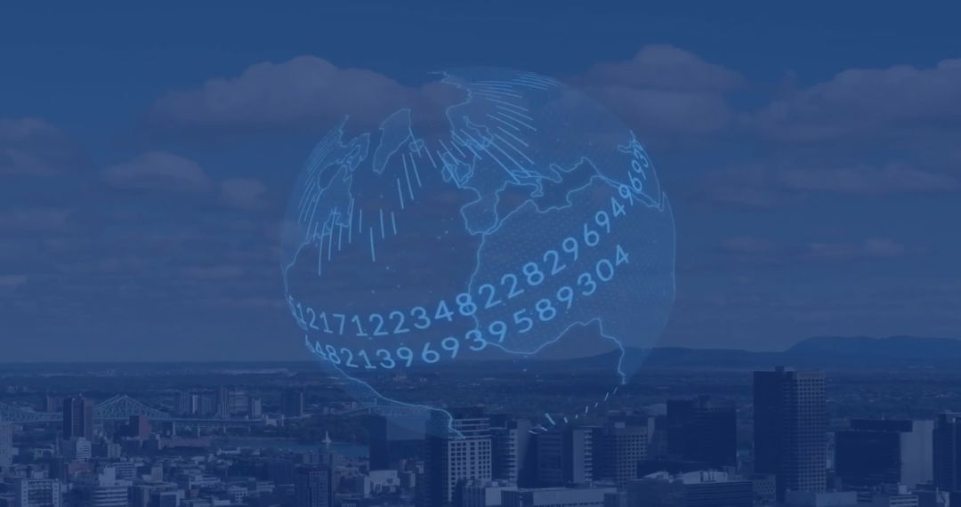 Digital Globe Overlay Data Processing Cityscape