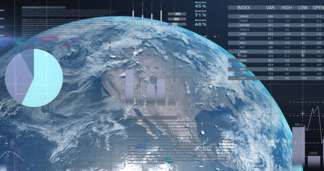 Planet Earth Merged With Digital Data Indicators