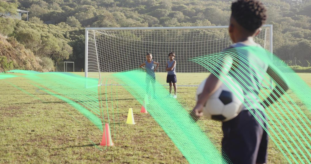 Kid with Soccer Ball Ready for Outdoor Practice