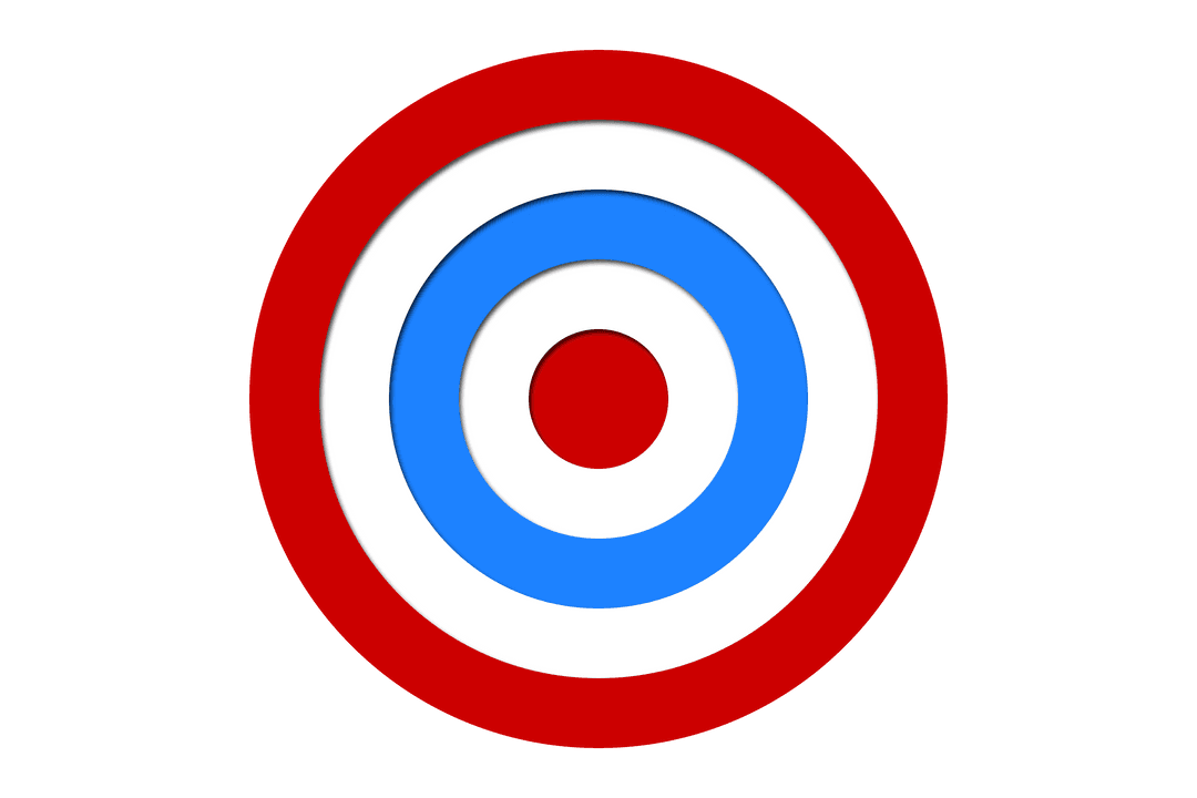 Red, White, Blue Target with Copy Space on Transparent Background