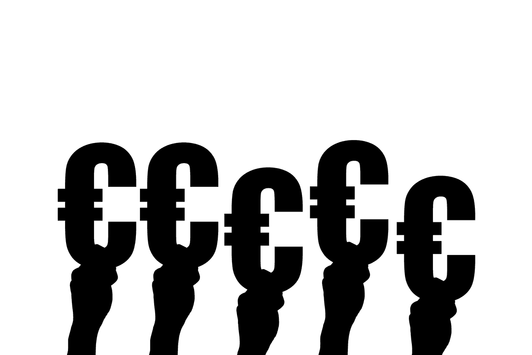 Hands with Euro Currency Symbols on Transparent Background for Finance Concepts