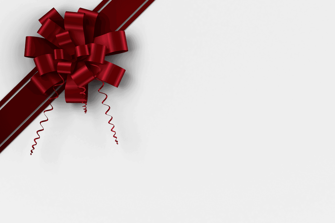 Transparent Red Christmas Bow and Ribbon with Curling Strips