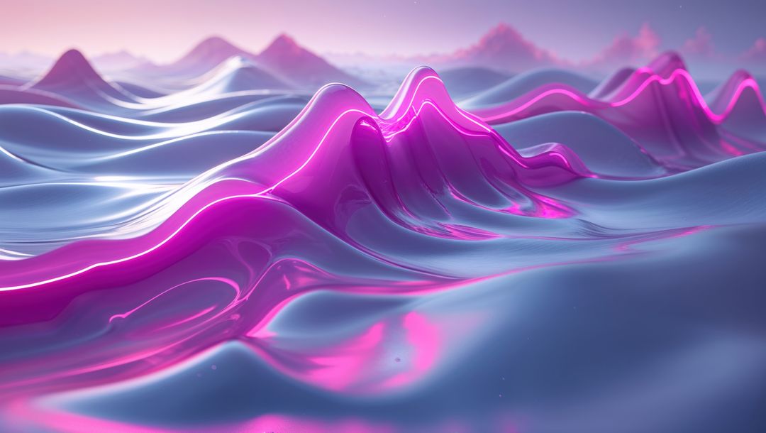 Futuristic Shimmering Neon Waves with Pastel Sky