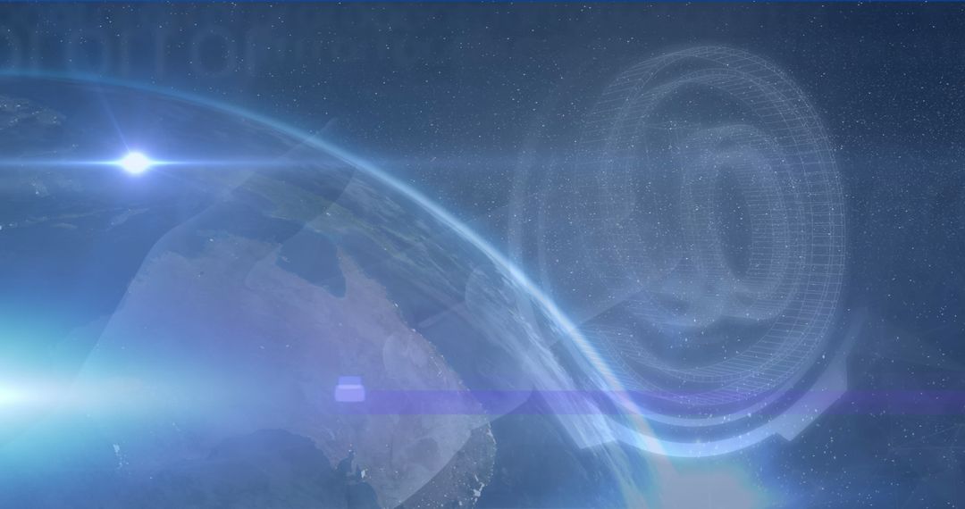 Digital Connection Symbol Overlooking Planet Earth