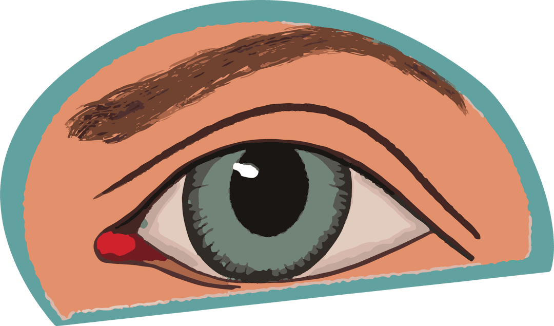 Abstract Eye Art with Green Iris on Transparent Background