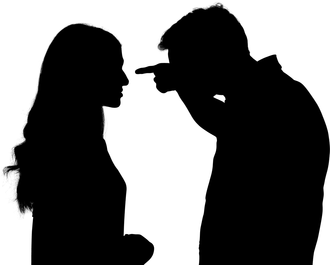 Transparent Silhouette of Arguing Couple Depicting Emotion