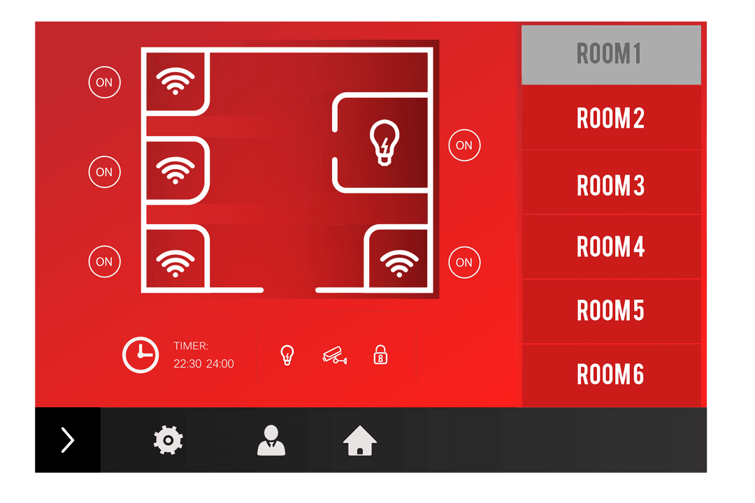 Smart Home Room Control Interface on Smartphone Display Illustration