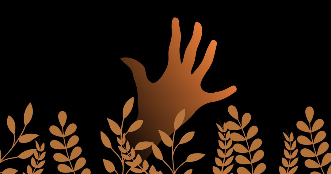 Hand Reaching Up Through Stylized Foliage Illustrations