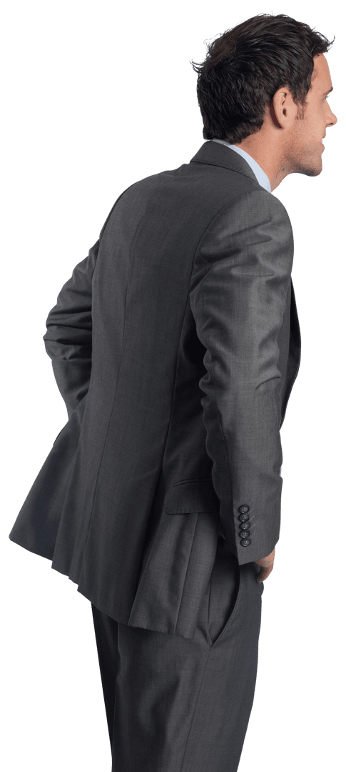 Transparent Confident Businessman Smiling with Hands on Hips