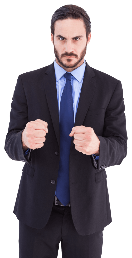 Transparent Background Angry Businessman with Doppelganger Expression