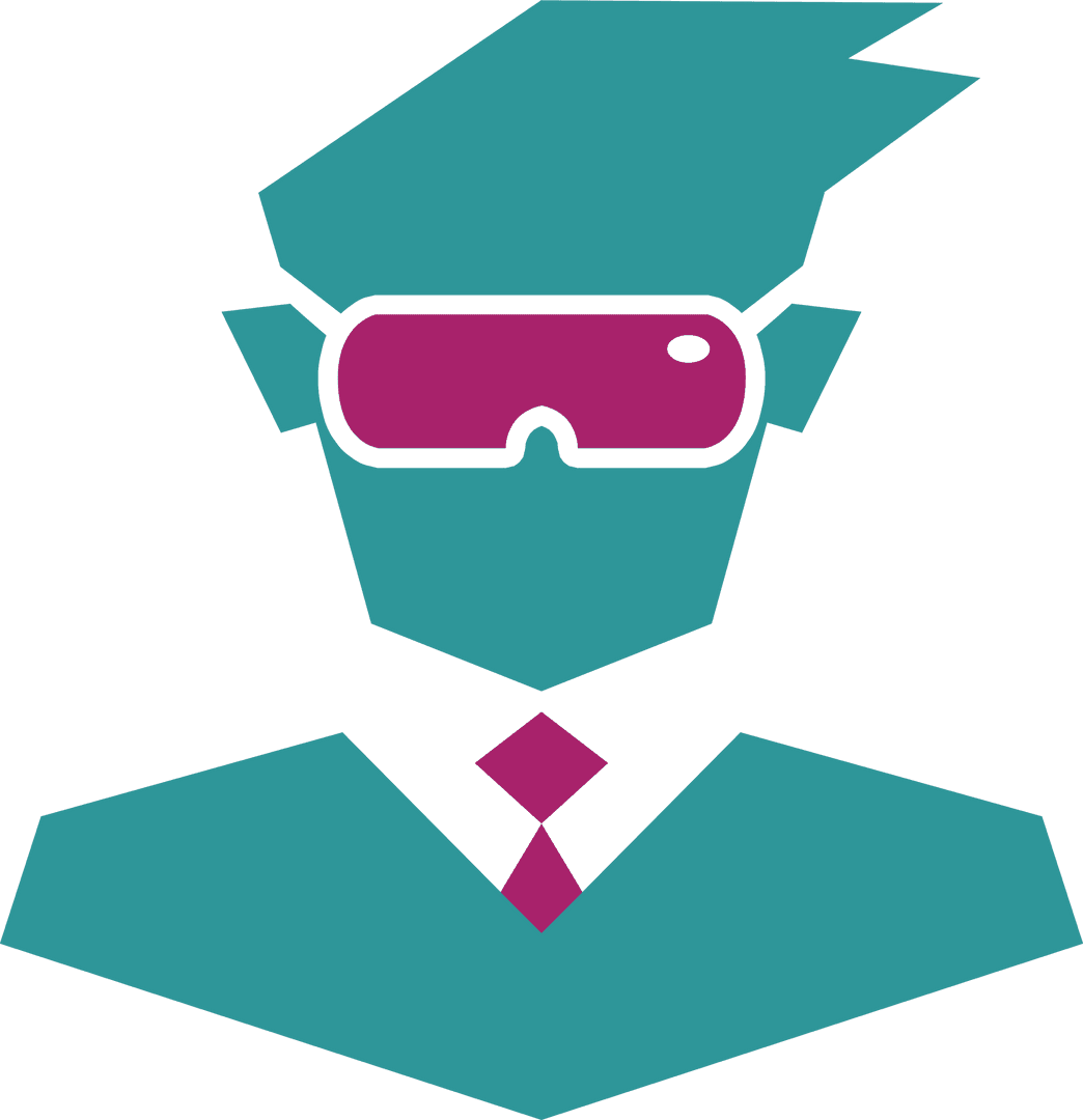 Stylized Cartoon Avatar Wearing Vibrant Glasses on Transparent Background