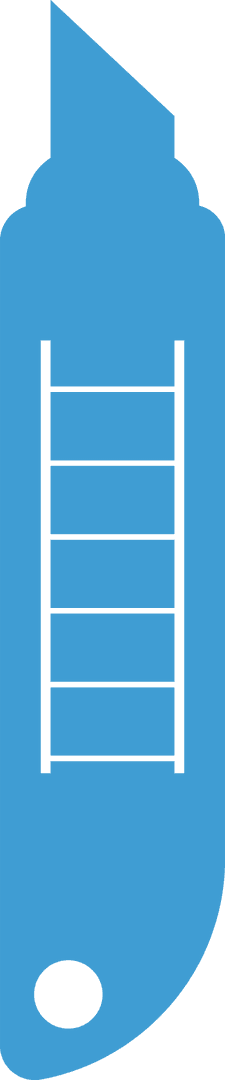 Blue Utility Knife Digital Art on Transparent Background