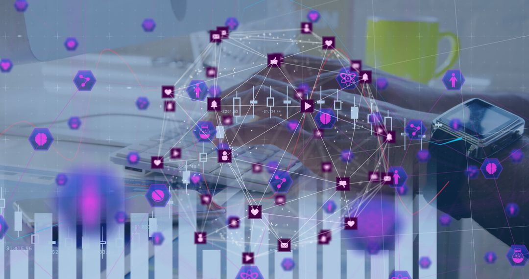 Financial Analyst Engaged in Digital Data Analysis with Network Interface