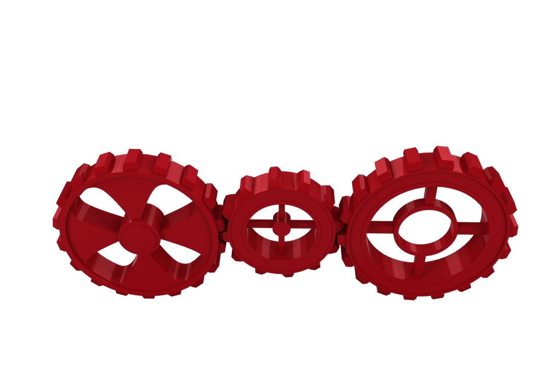Red Gear Mechanics on Transparent Background