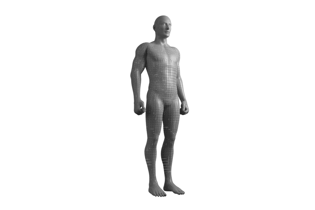 Transparent 3D Male Figure Gray Digital Composite