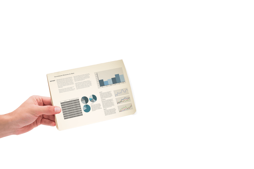 Hand Holding Statistical Report on Transparent Background for Business Use
