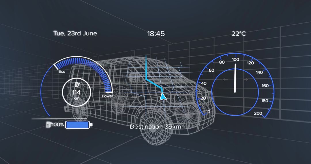 Digital Dashboard on Electric Van Blueprint Concept
