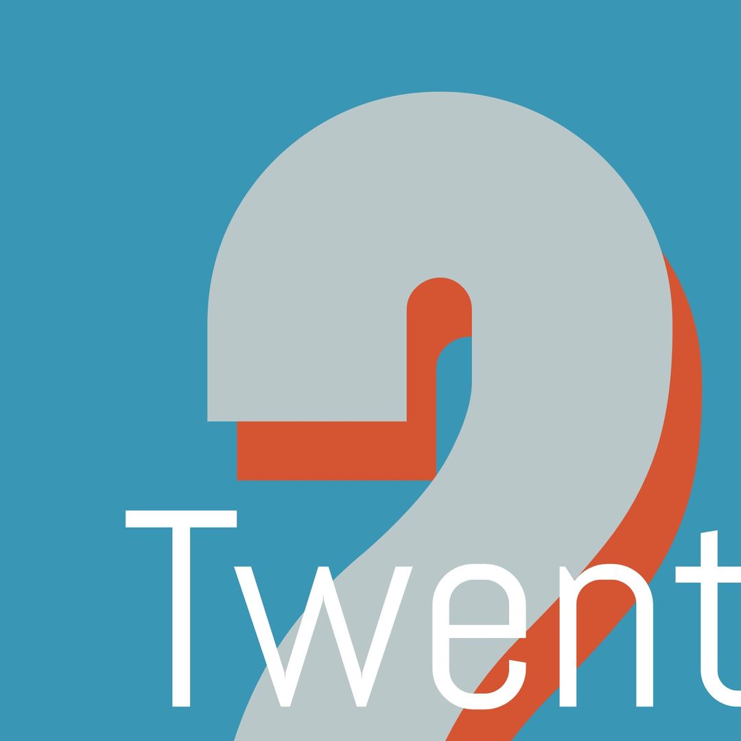 Modern Number 20 Design on Blue Background