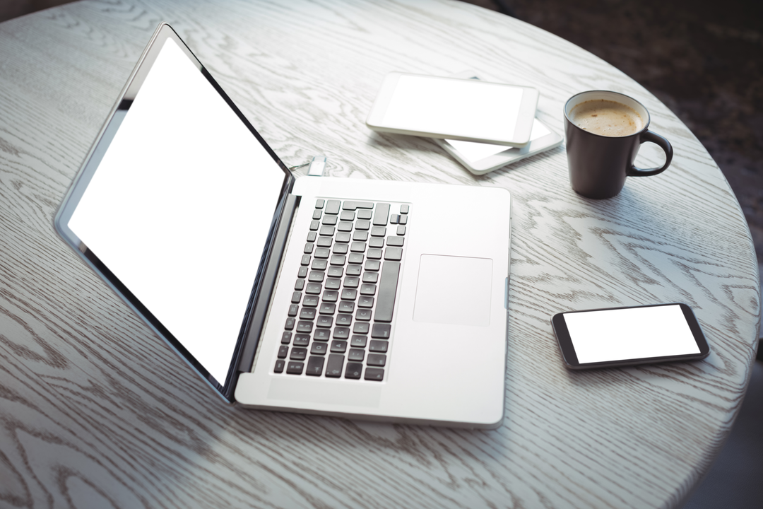 Transparent Modern Workspace with Digital Devices and Coffee Mug - Download Free Stock Images Pikwizard.com