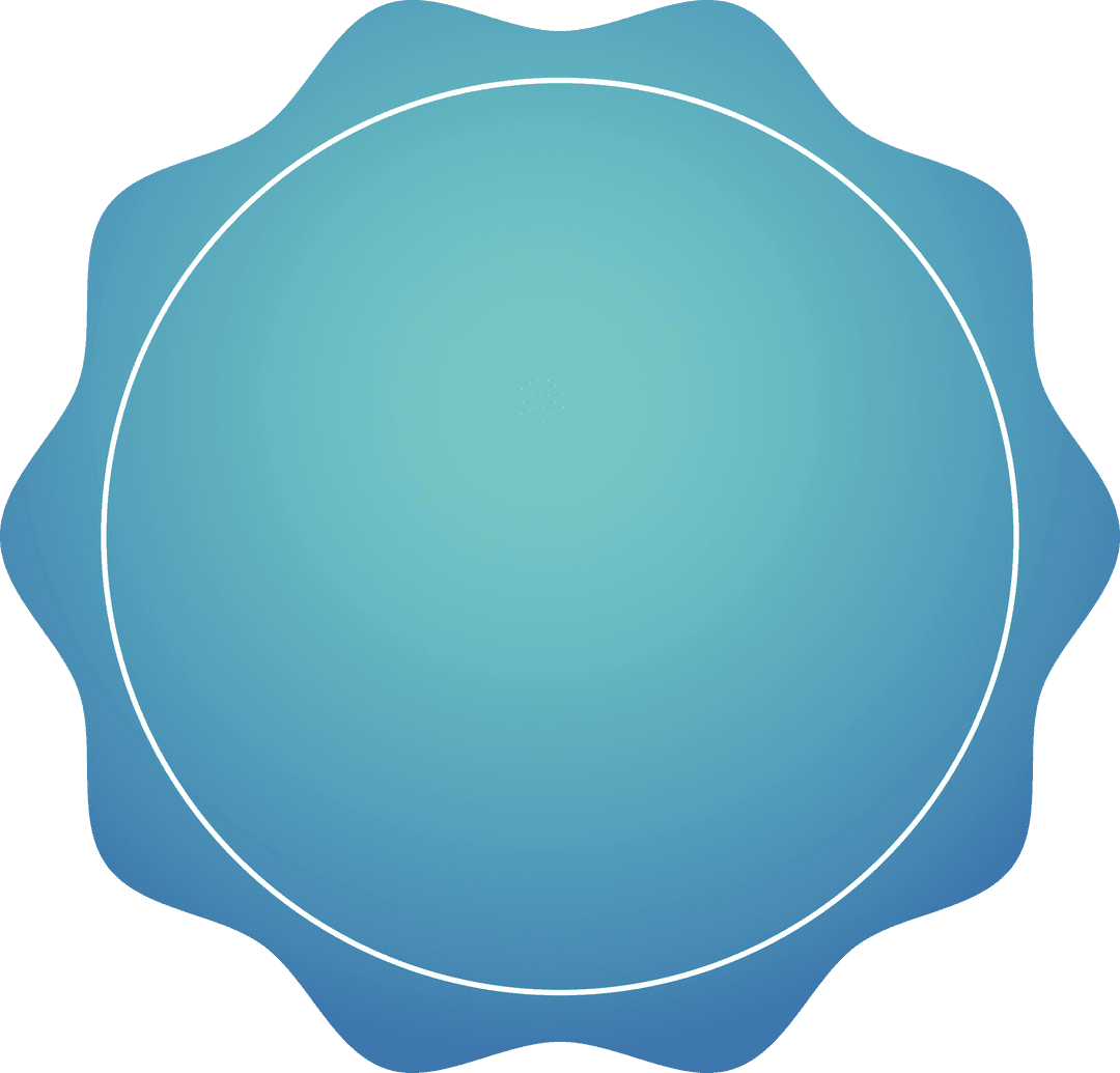 Round Blue Badge with Copy Space on Transparent Background