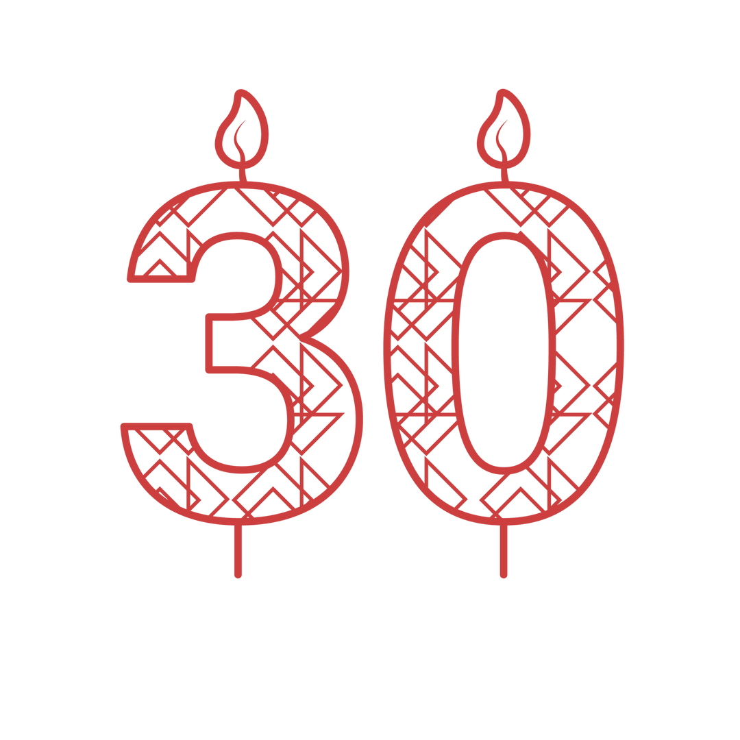 Red Birthday Candle Number 30 Patterned Transparent Background Vector - Download Free Stock Images Pikwizard.com