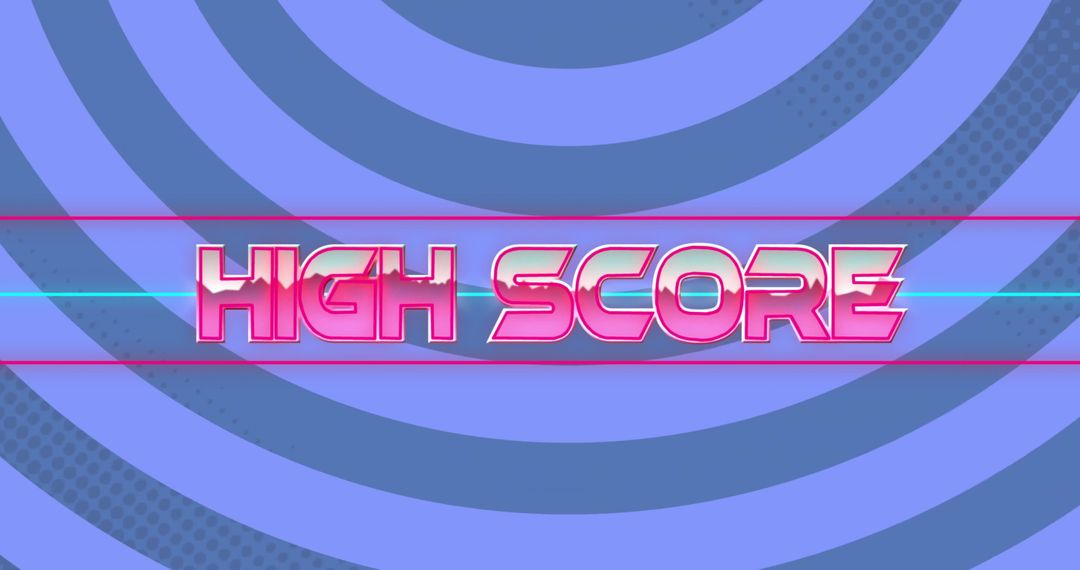 High Score Neon Text with Retro Striped Background
