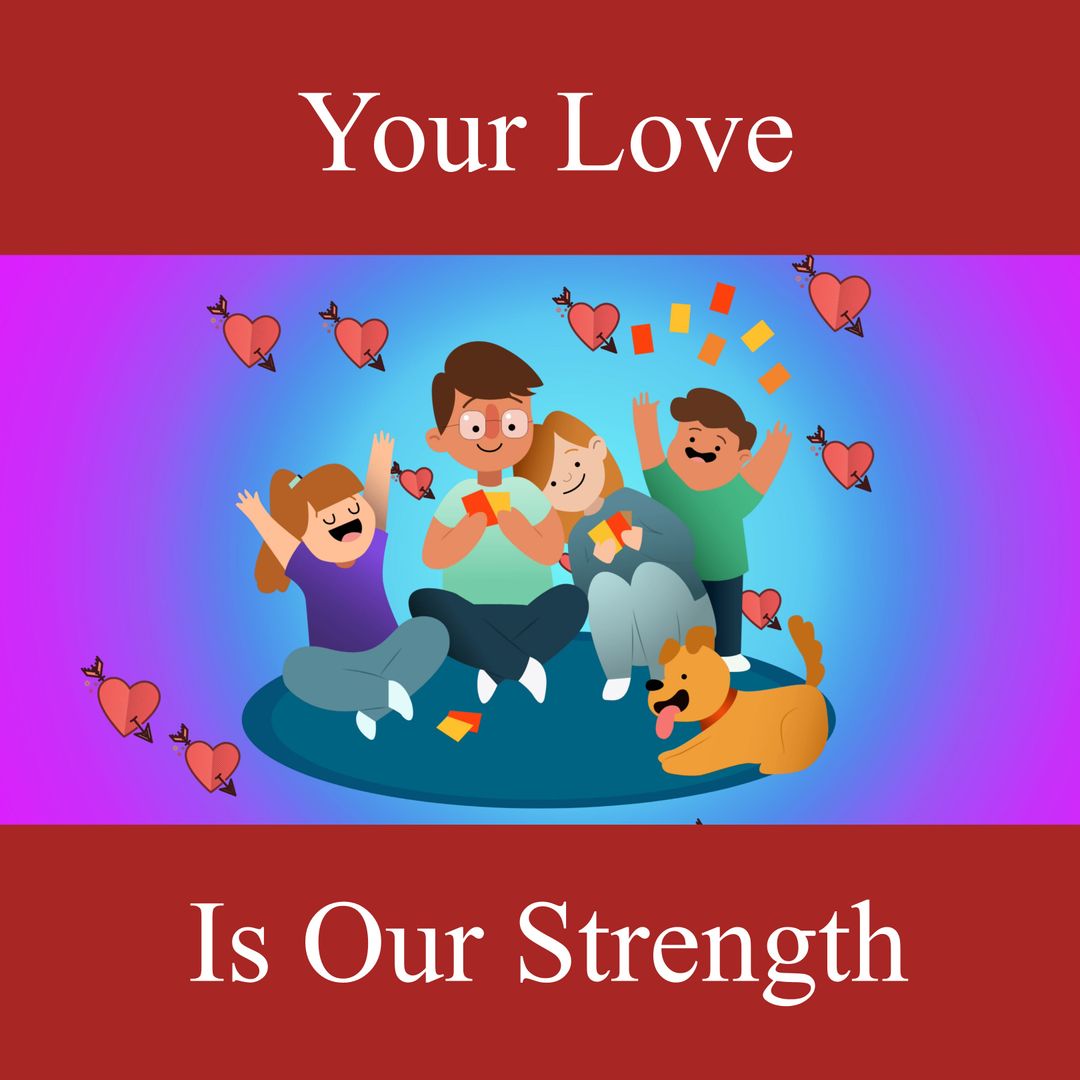 Happy Family Celebrating Together with Kids and Dog