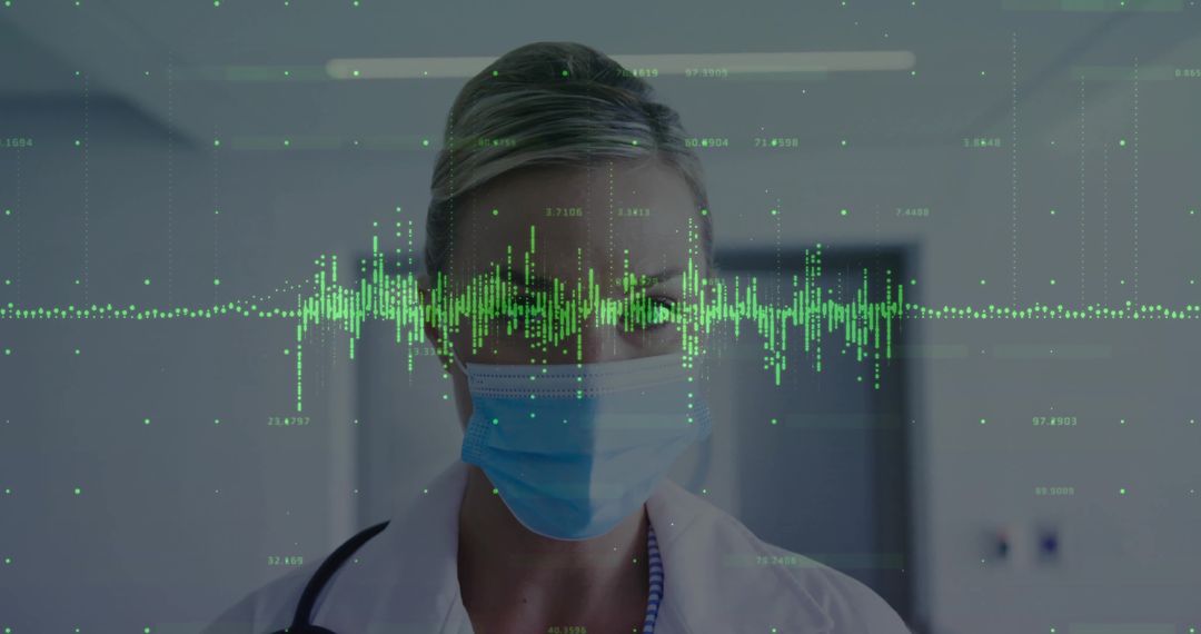 Masked Healthcare Professional Analyzing Digital Data