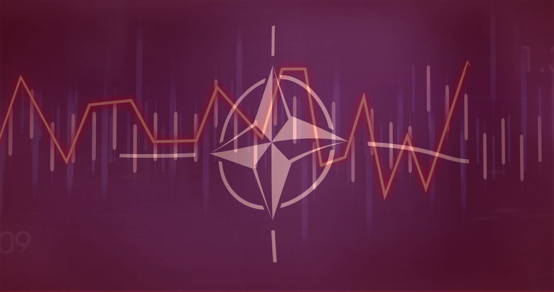 NATO Emblem Overlaying Futuristic Digital Graph on Purple Background