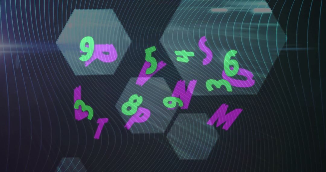 Dynamic Numbers and Letters on Dark Hexagonal Background