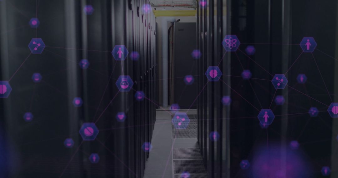 Futuristic Digital Network in Modern Server Room