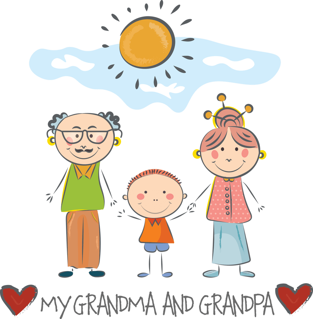 Charming Grandparents Day Illustration on Transparent Background
