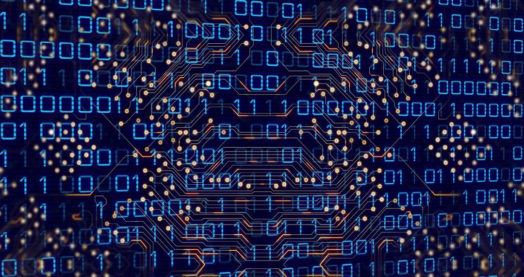 glowing circuit board with binary data background - Free Images, Stock Photos and Pictures on Pikwizard.com