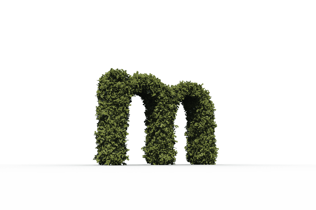 Transparent Leafy Green M Letter on Isolated Background