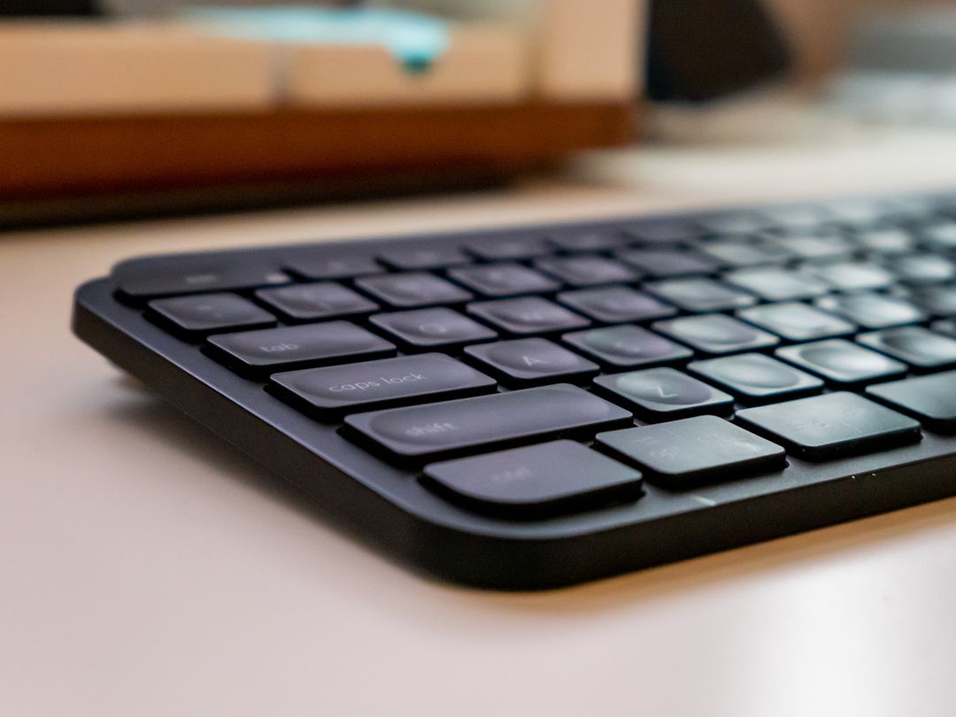 Close-up of black wireless technology computer keyboard on desk